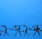 3 Elefanten 2004 Oel auf Tonzeichenpapier 70x14cm.jpg